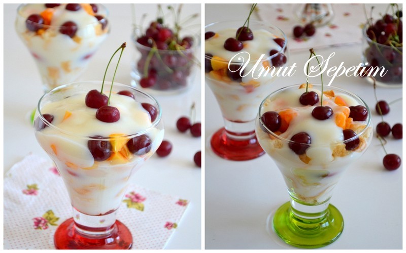 Meyveli yaz tatlısı meyveli tatlı,hafif tatlar,etimek tatlısı,puding tarifi,evde puding yapımı